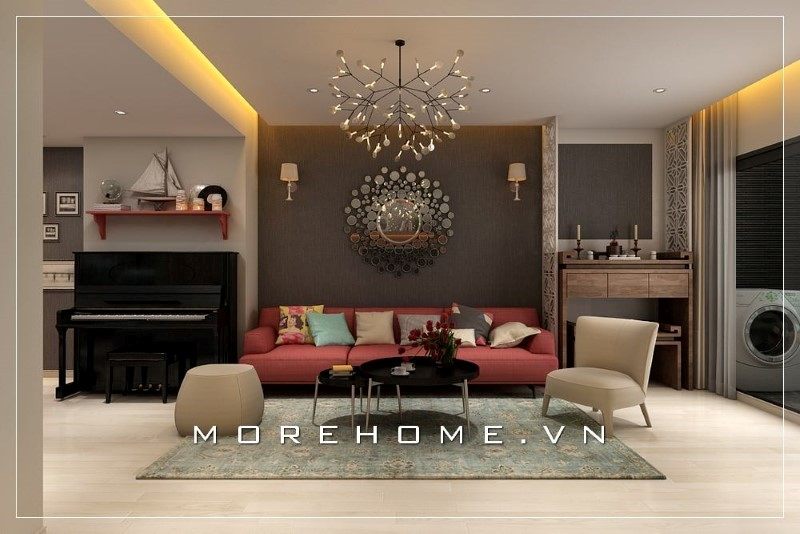#21 Mẫu Thiết kế nhà chung cư 54m2 tại Hưng Yên ấn tượng với phòng khách đẹp